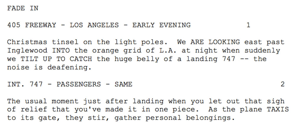 Example of a Fade In as part of the Die Hard script