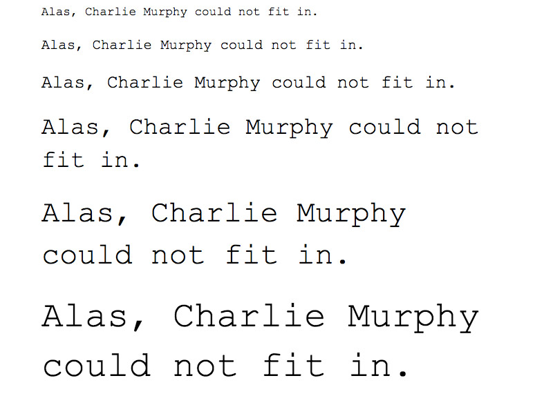 Changing point sizes in Courier font of screenplay