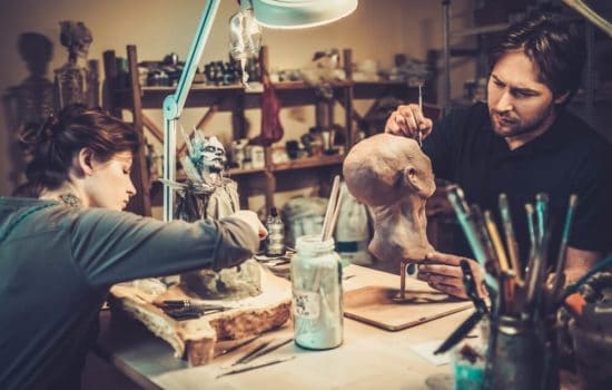 Production art propmakers at work