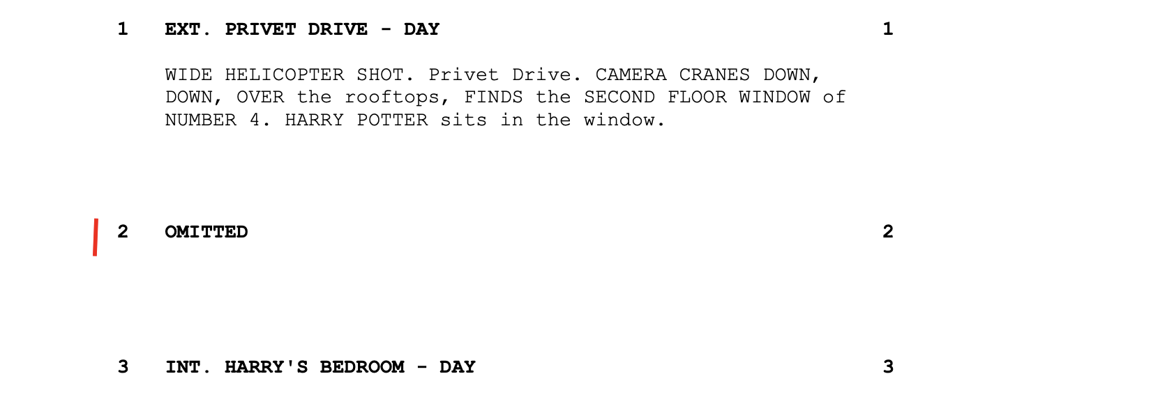 Harry Potter Script Example